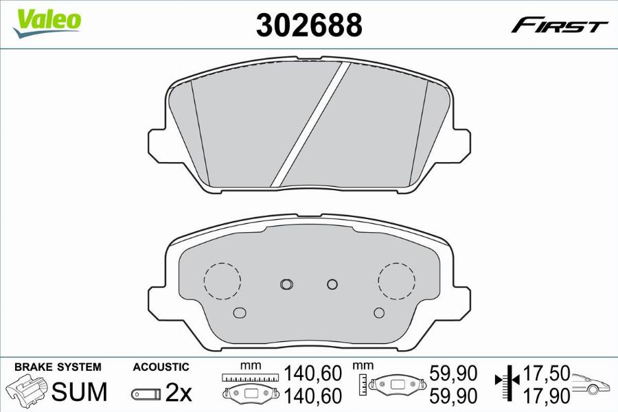 Valeo 302688 - Kit de plaquettes de frein, frein à disque cwaw.fr