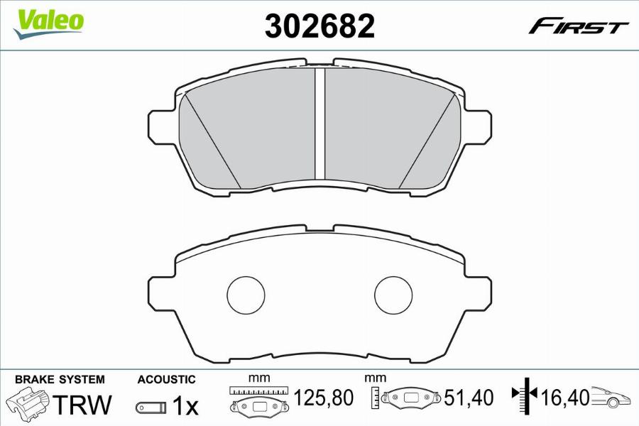 Valeo 302682 - Kit de plaquettes de frein, frein à disque cwaw.fr