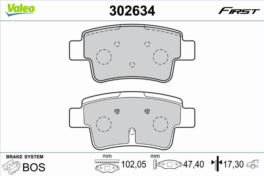 Valeo 302634 - Kit de plaquettes de frein, frein à disque cwaw.fr