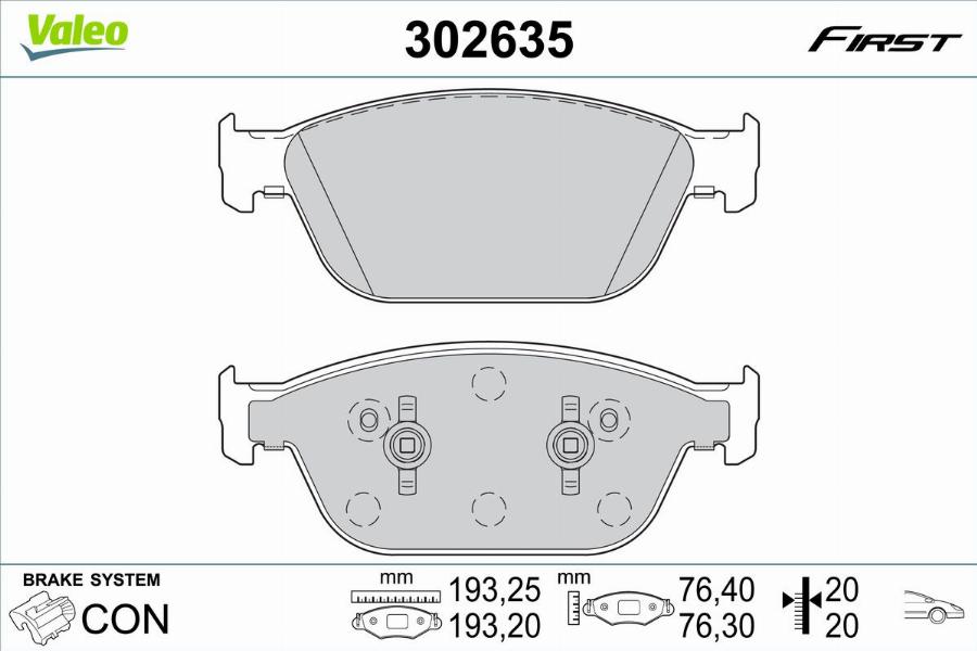 Valeo 302635 - Kit de plaquettes de frein, frein à disque cwaw.fr