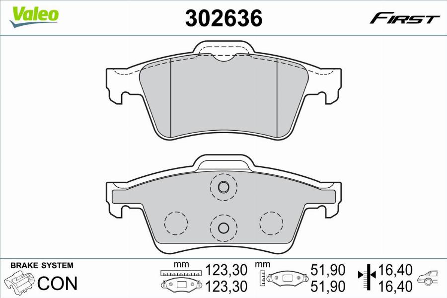 Valeo 302636 - Kit de plaquettes de frein, frein à disque cwaw.fr