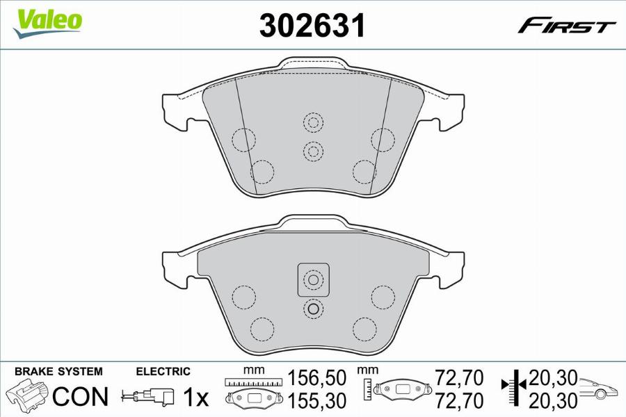 Valeo 302631 - Kit de plaquettes de frein, frein à disque cwaw.fr