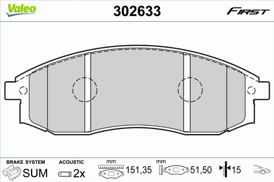 Valeo 302633 - Kit de plaquettes de frein, frein à disque cwaw.fr