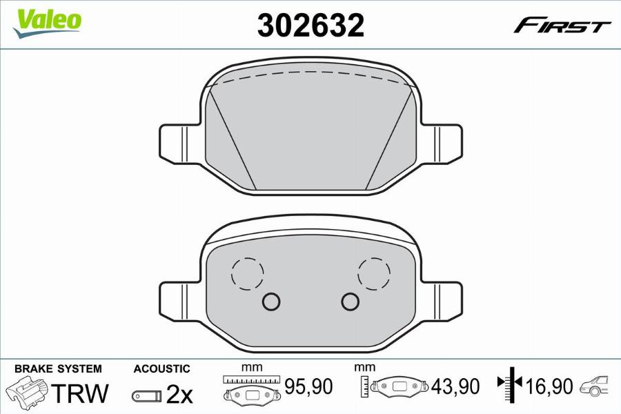 Valeo 302632 - Kit de plaquettes de frein, frein à disque cwaw.fr