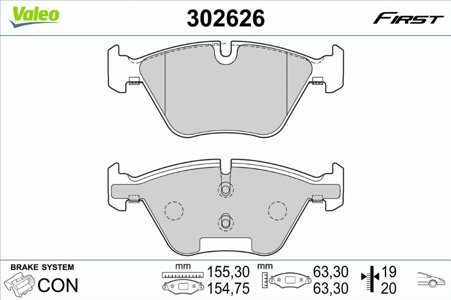 Valeo 302626 - Kit de plaquettes de frein, frein à disque cwaw.fr