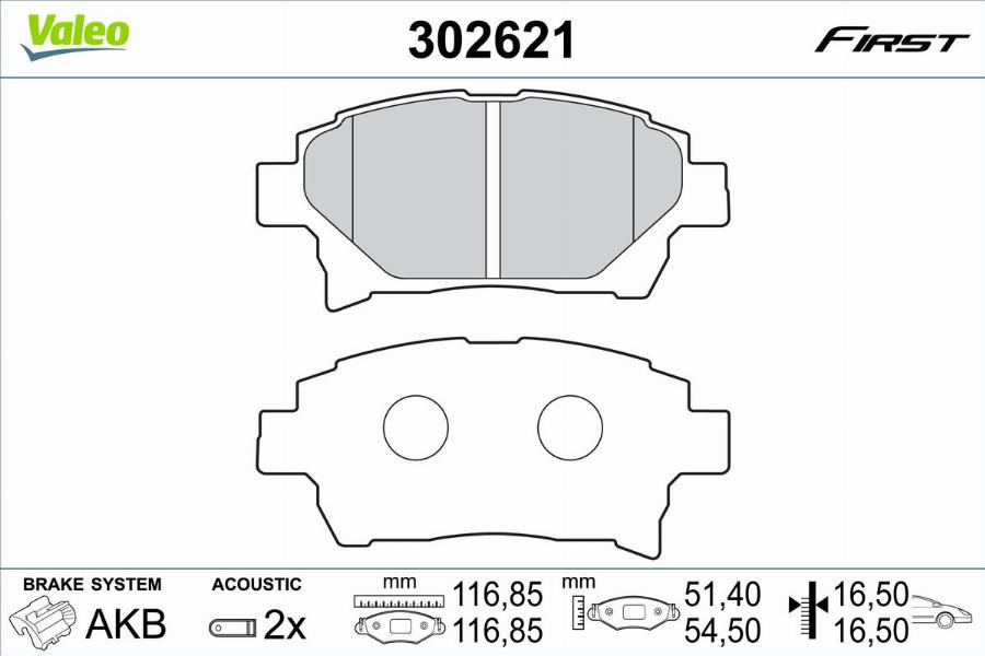 Valeo 302621 - Kit de plaquettes de frein, frein à disque cwaw.fr