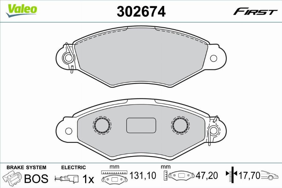 Valeo 302674 - Kit de plaquettes de frein, frein à disque cwaw.fr