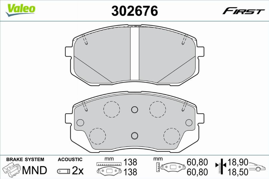 Valeo 302676 - Kit de plaquettes de frein, frein à disque cwaw.fr