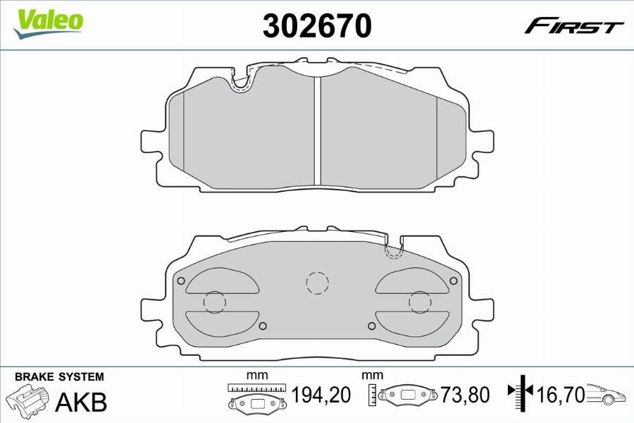 Valeo 302670 - Kit de plaquettes de frein, frein à disque cwaw.fr