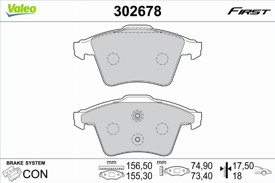 Valeo 302678 - Kit de plaquettes de frein, frein à disque cwaw.fr