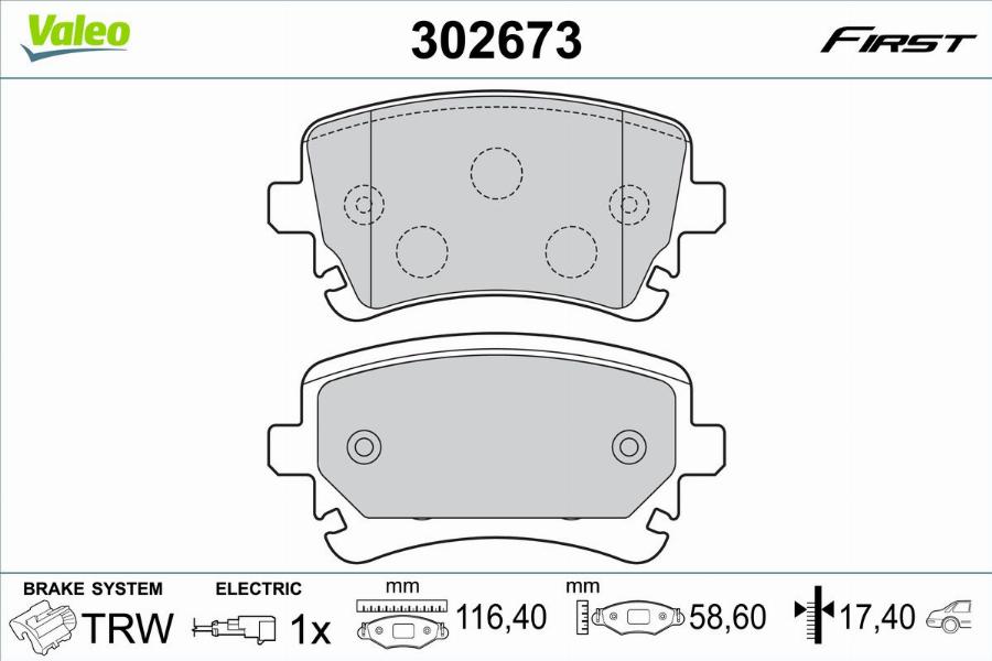 Valeo 302673 - Kit de plaquettes de frein, frein à disque cwaw.fr