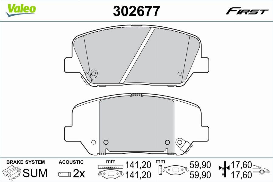 Valeo 302677 - Kit de plaquettes de frein, frein à disque cwaw.fr