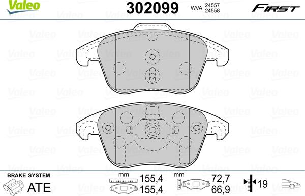 Valeo 302099 - Kit de plaquettes de frein, frein à disque cwaw.fr