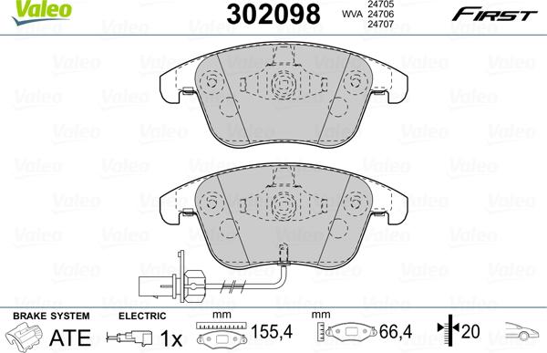 Valeo 302098 - Kit de plaquettes de frein, frein à disque cwaw.fr