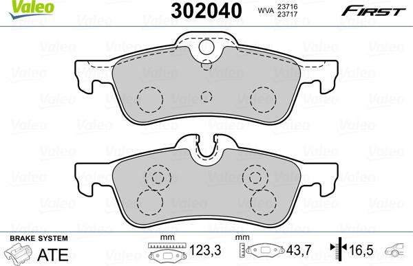 Valeo 302040 - Kit de plaquettes de frein, frein à disque cwaw.fr