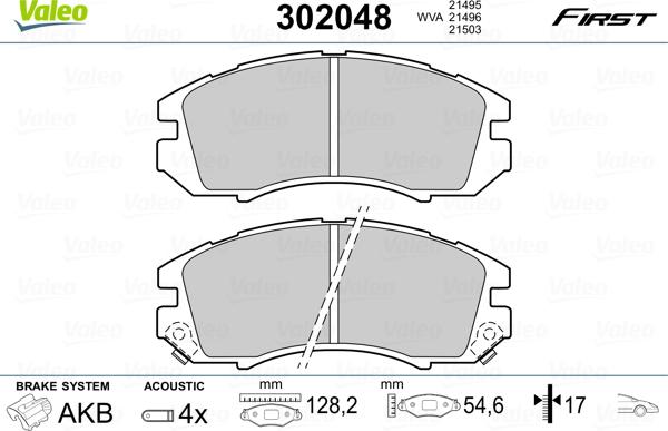 Valeo 302048 - Kit de plaquettes de frein, frein à disque cwaw.fr