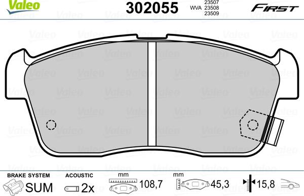 Valeo 302055 - Kit de plaquettes de frein, frein à disque cwaw.fr