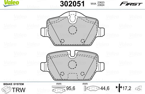 Valeo 302051 - Kit de plaquettes de frein, frein à disque cwaw.fr