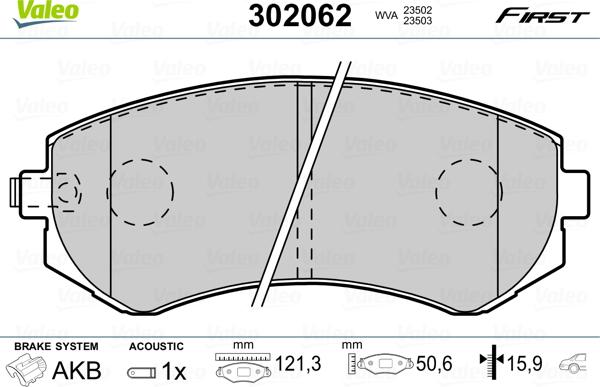 Valeo 302062 - Kit de plaquettes de frein, frein à disque cwaw.fr