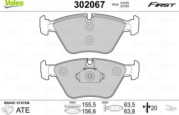 Valeo 302067 - Kit de plaquettes de frein, frein à disque cwaw.fr