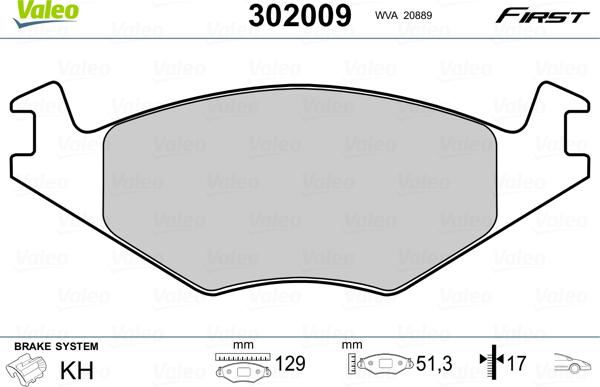 Valeo 302009 - Kit de plaquettes de frein, frein à disque cwaw.fr