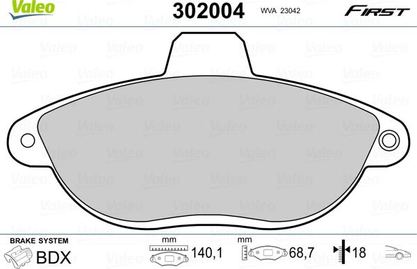 Valeo 302004 - Kit de plaquettes de frein, frein à disque cwaw.fr