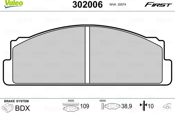 Valeo 302006 - Kit de plaquettes de frein, frein à disque cwaw.fr