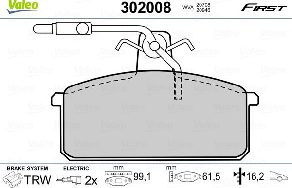 Valeo 302008 - Kit de plaquettes de frein, frein à disque cwaw.fr