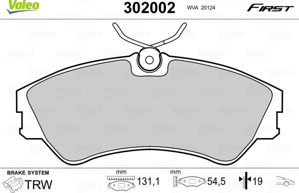 Valeo 302002 - Kit de plaquettes de frein, frein à disque cwaw.fr