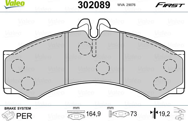 Valeo 302089 - Kit de plaquettes de frein, frein à disque cwaw.fr