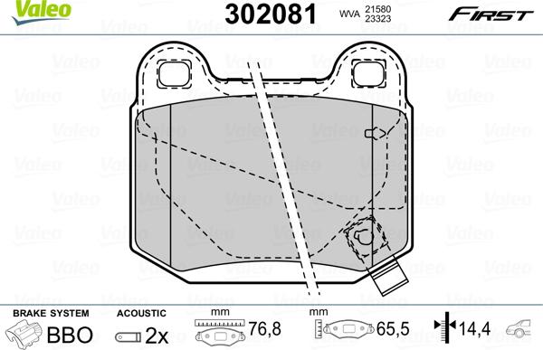 Valeo 302081 - Kit de plaquettes de frein, frein à disque cwaw.fr