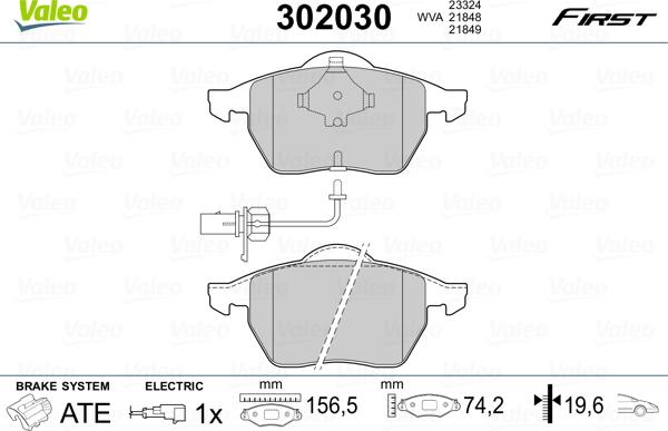 Valeo 302030 - Kit de plaquettes de frein, frein à disque cwaw.fr