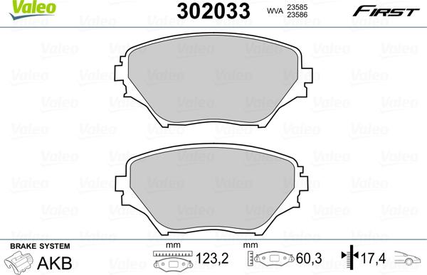 Valeo 302033 - Kit de plaquettes de frein, frein à disque cwaw.fr