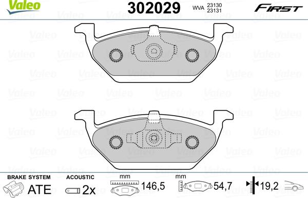 Valeo 302029 - Kit de plaquettes de frein, frein à disque cwaw.fr