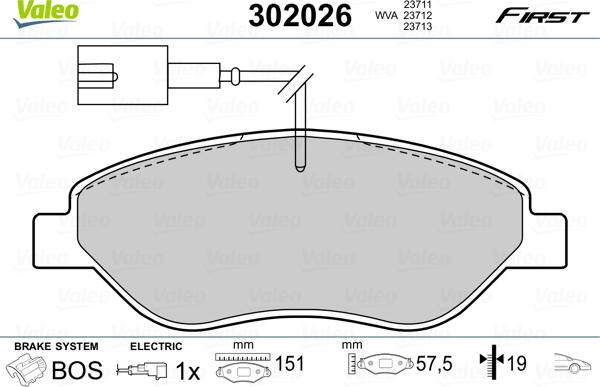 Valeo 302026 - Kit de plaquettes de frein, frein à disque cwaw.fr