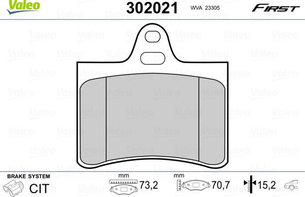 Valeo 302021 - Kit de plaquettes de frein, frein à disque cwaw.fr