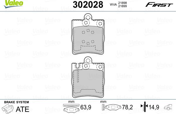 Valeo 302028 - Kit de plaquettes de frein, frein à disque cwaw.fr