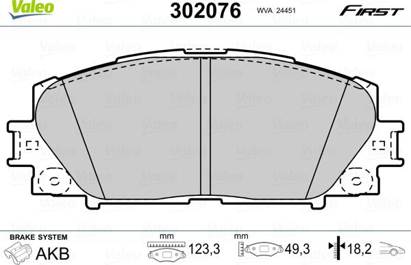 Valeo 302076 - Kit de plaquettes de frein, frein à disque cwaw.fr