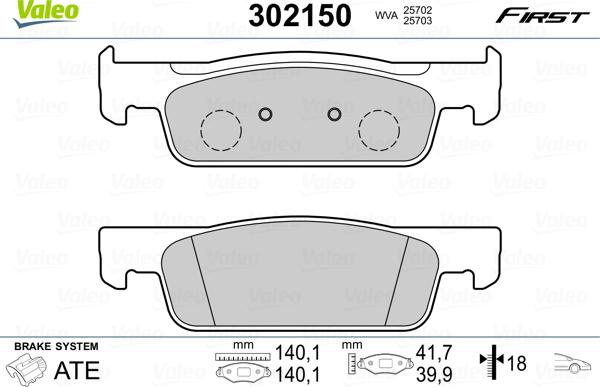 Valeo 302150 - Kit de plaquettes de frein, frein à disque cwaw.fr