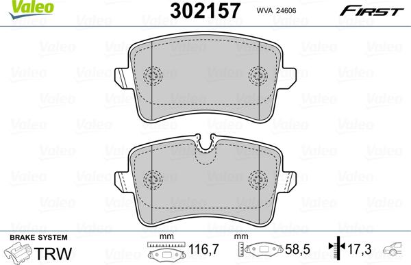 Valeo 302157 - Kit de plaquettes de frein, frein à disque cwaw.fr