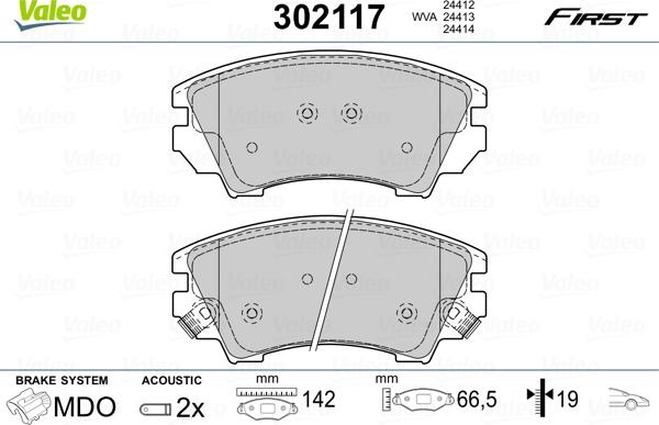 Valeo 302117 - Kit de plaquettes de frein, frein à disque cwaw.fr