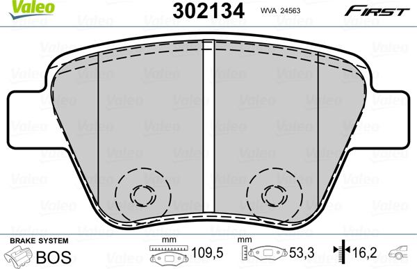 Valeo 302134 - Kit de plaquettes de frein, frein à disque cwaw.fr