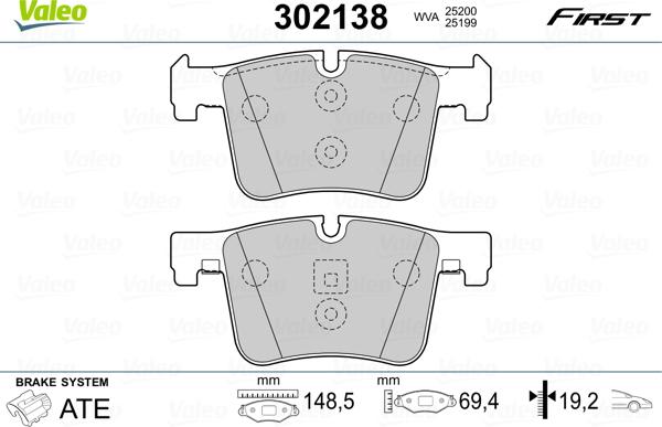 Valeo 302138 - Kit de plaquettes de frein, frein à disque cwaw.fr