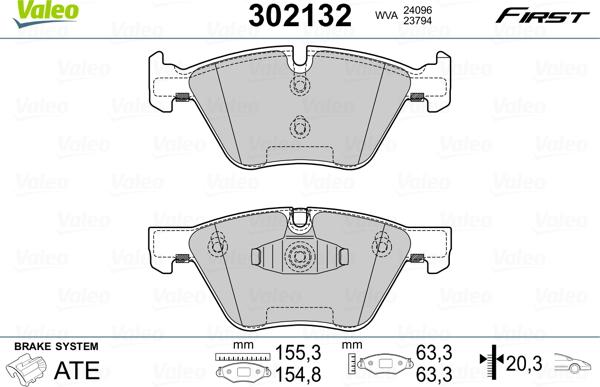 Valeo 302132 - Kit de plaquettes de frein, frein à disque cwaw.fr