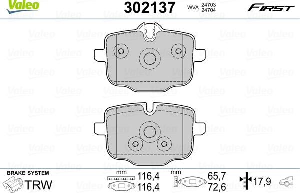 Valeo 302137 - Kit de plaquettes de frein, frein à disque cwaw.fr