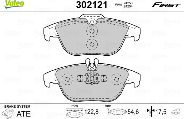 Valeo 302121 - Kit de plaquettes de frein, frein à disque cwaw.fr