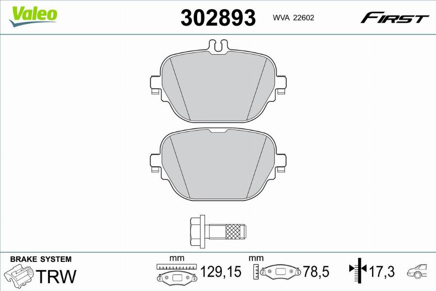 Valeo 302893 - Kit de plaquettes de frein, frein à disque cwaw.fr