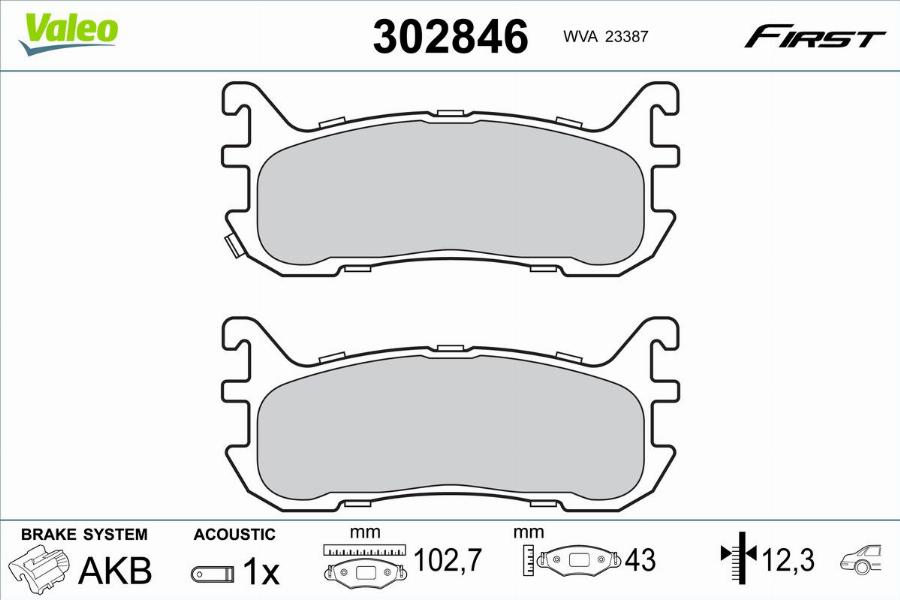 Valeo 302846 - Kit de plaquettes de frein, frein à disque cwaw.fr