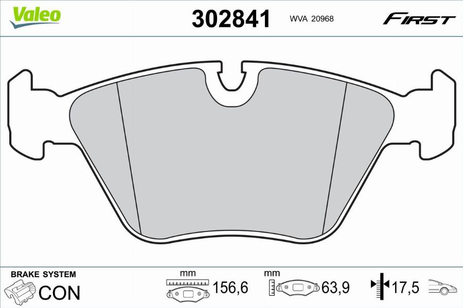 Valeo 302841 - Kit de plaquettes de frein, frein à disque cwaw.fr