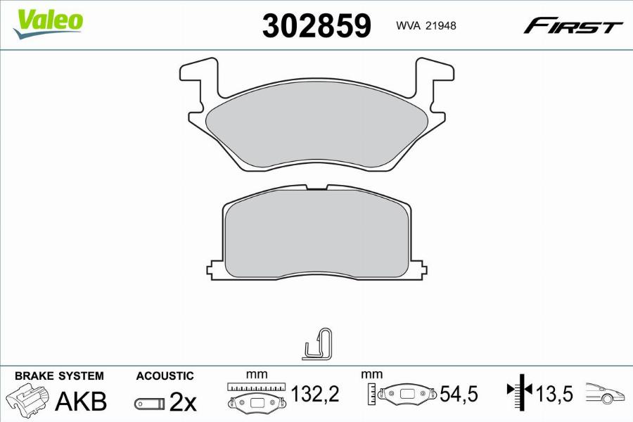 Valeo 302859 - Kit de plaquettes de frein, frein à disque cwaw.fr